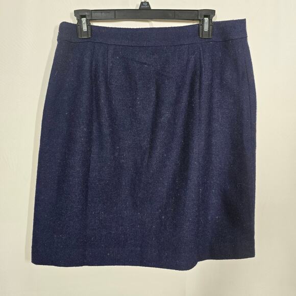 Talbots Blue Donegal Wool-Blend Faux Wrap A-Line Skirt 10P - Picture 3 of 5